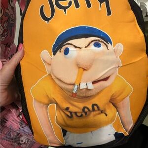 Yellow Backpack with Cartoon Character